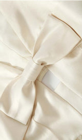 Beige Bow Tiered Mini Dress