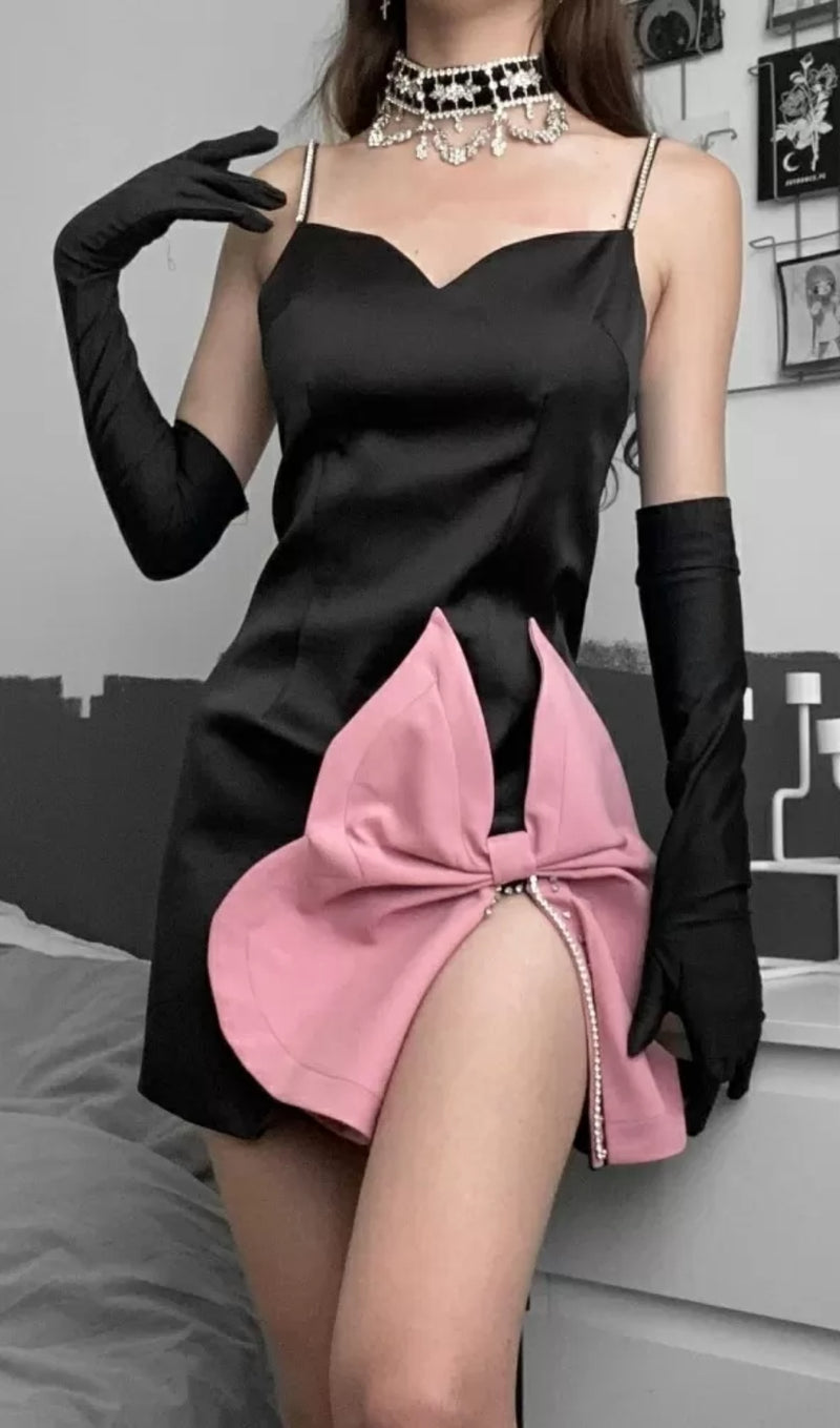 ROBE MINI À NŒUD NOIR 