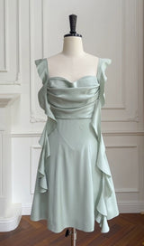 ROBE MINI EN SATIN VERT SAUGE