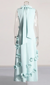 ANNONA GREEN FLOWER EMBELLISHED MAXI DRESS