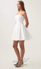 alyssa white strapless pleated mini dress