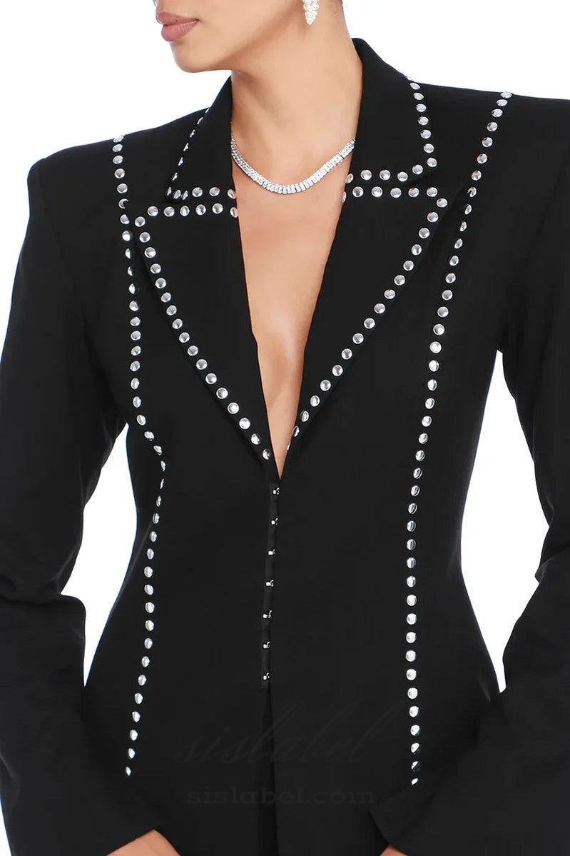 DEBORAH BLACK SCARF-DETAILED WOOL CREPE BLAZER SET