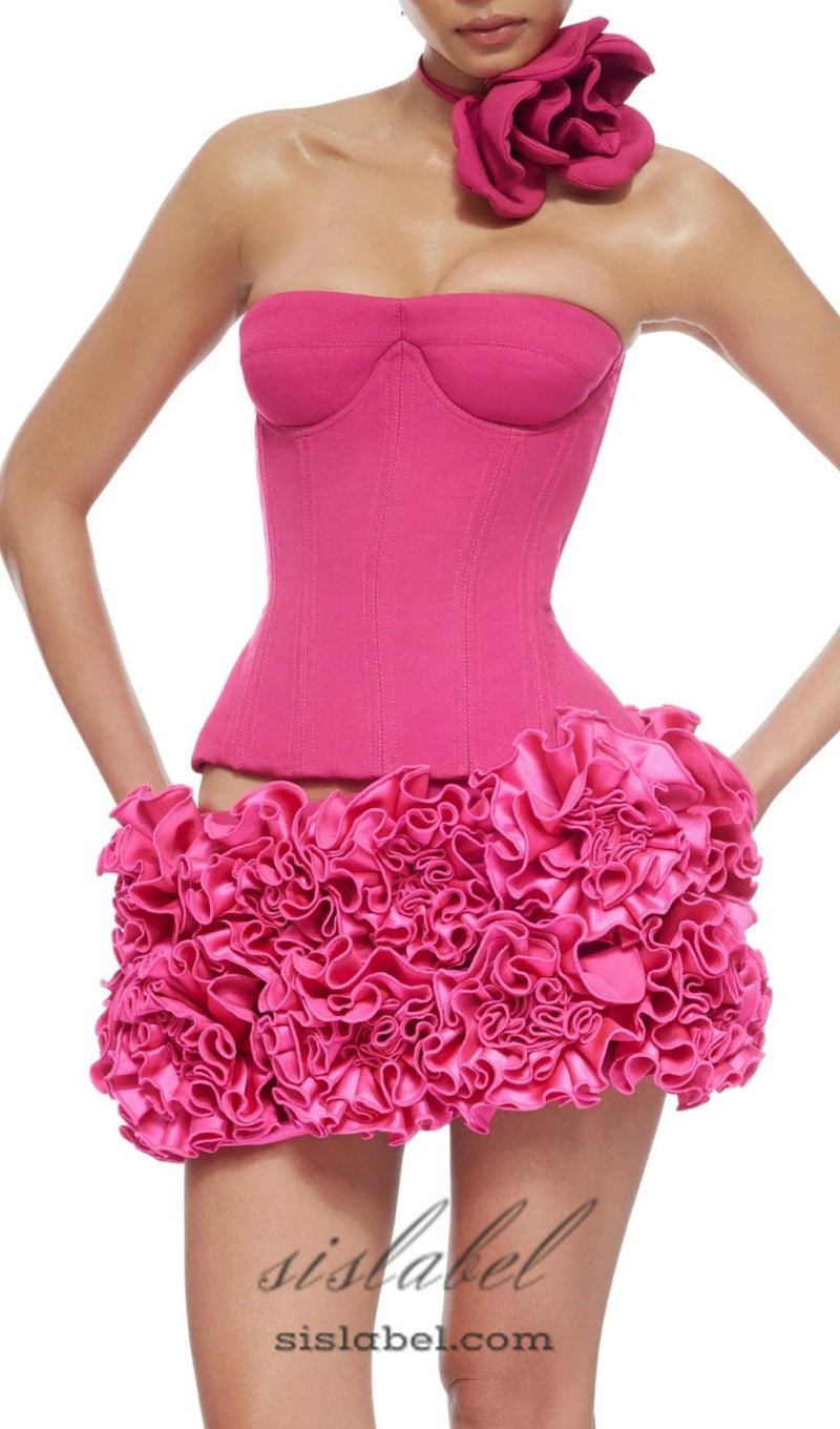 CLEGG PINK CORSET FLOWER TWO-PIECE SET