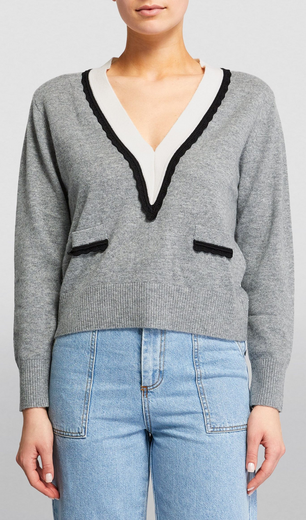 TWO TONE TRIM SWEATER