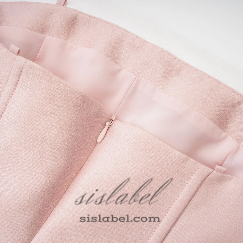 pink bowknot top skirt set