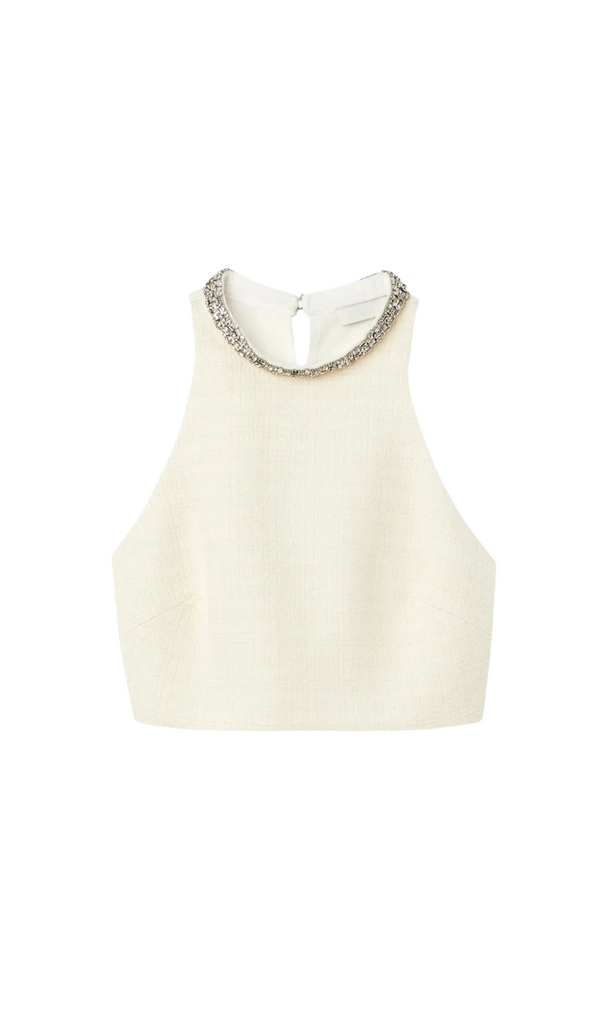 VERZIERTES CROP-TOP AUS TWEED 