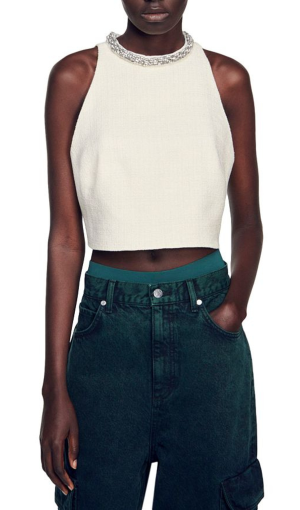 VERZIERTES CROP-TOP AUS TWEED 