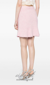 Fluffy rib-knit mini skirt in pink