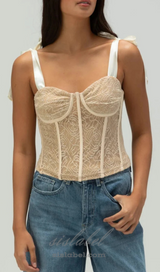 WEST OF MELROSE Womens Lace Corset Top