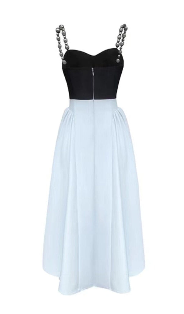 SPANDEX STITCHING MINIMALIST DRESS IN BLACK AND BLUE