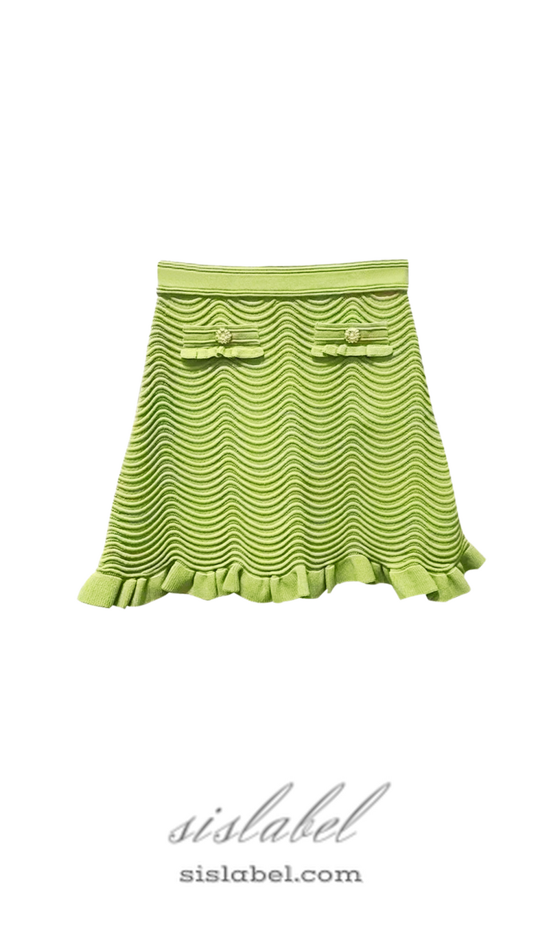 Alina Knit Mini Skirt in Olive Green