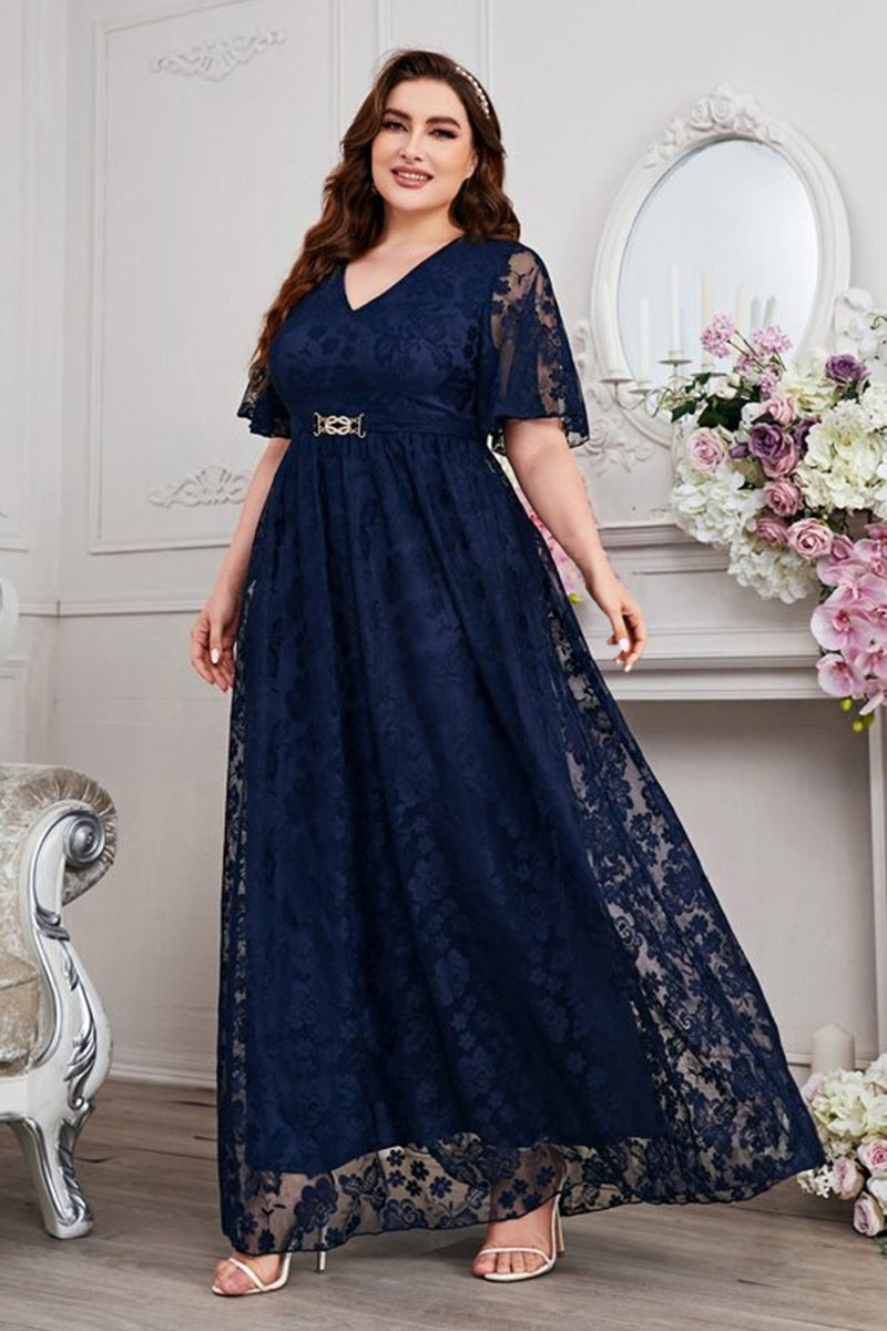 Priscilla Lace V-Neck Maxi Dress