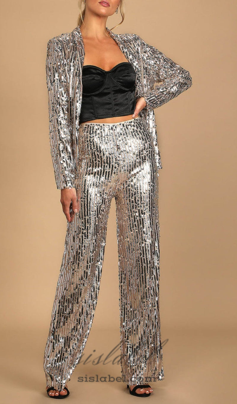 Silver Multi Sequin pants