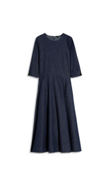 ROBE MIDI EN DENIM DE COTON EMBELLI 