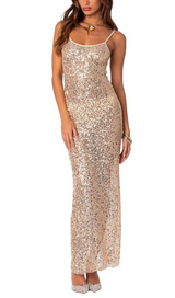 SEQUIN SHEER MESH MAXI DRESS