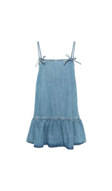 ROBE MINI EN JEAN TEINTÉ BLEUE