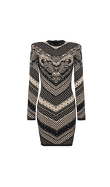 BLACK MONOGRAM KNITTED DRESS