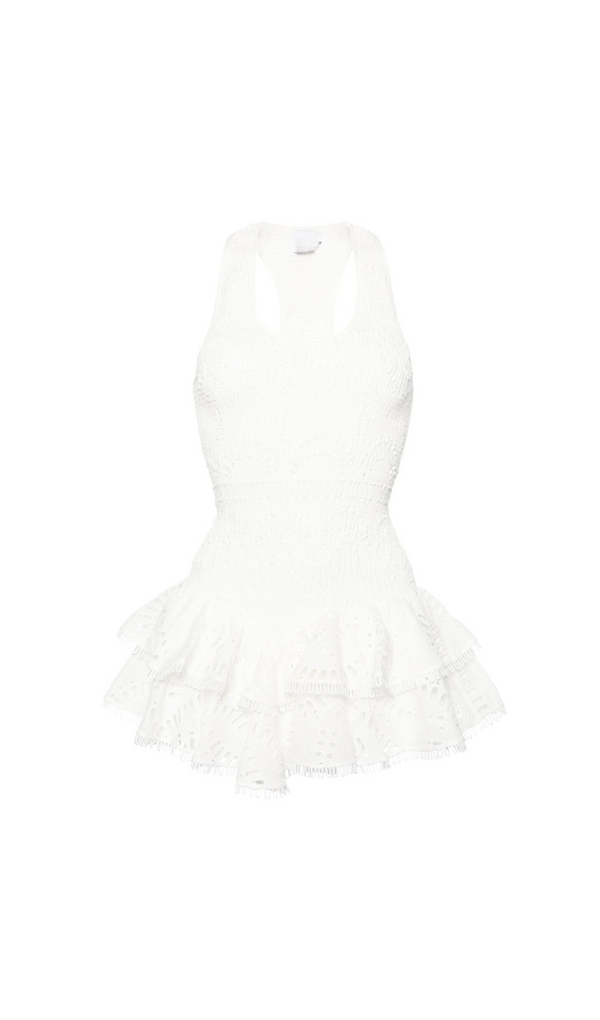 ROBE MINI VIRKA BRODERIE ANGLAISE BLANCHE 