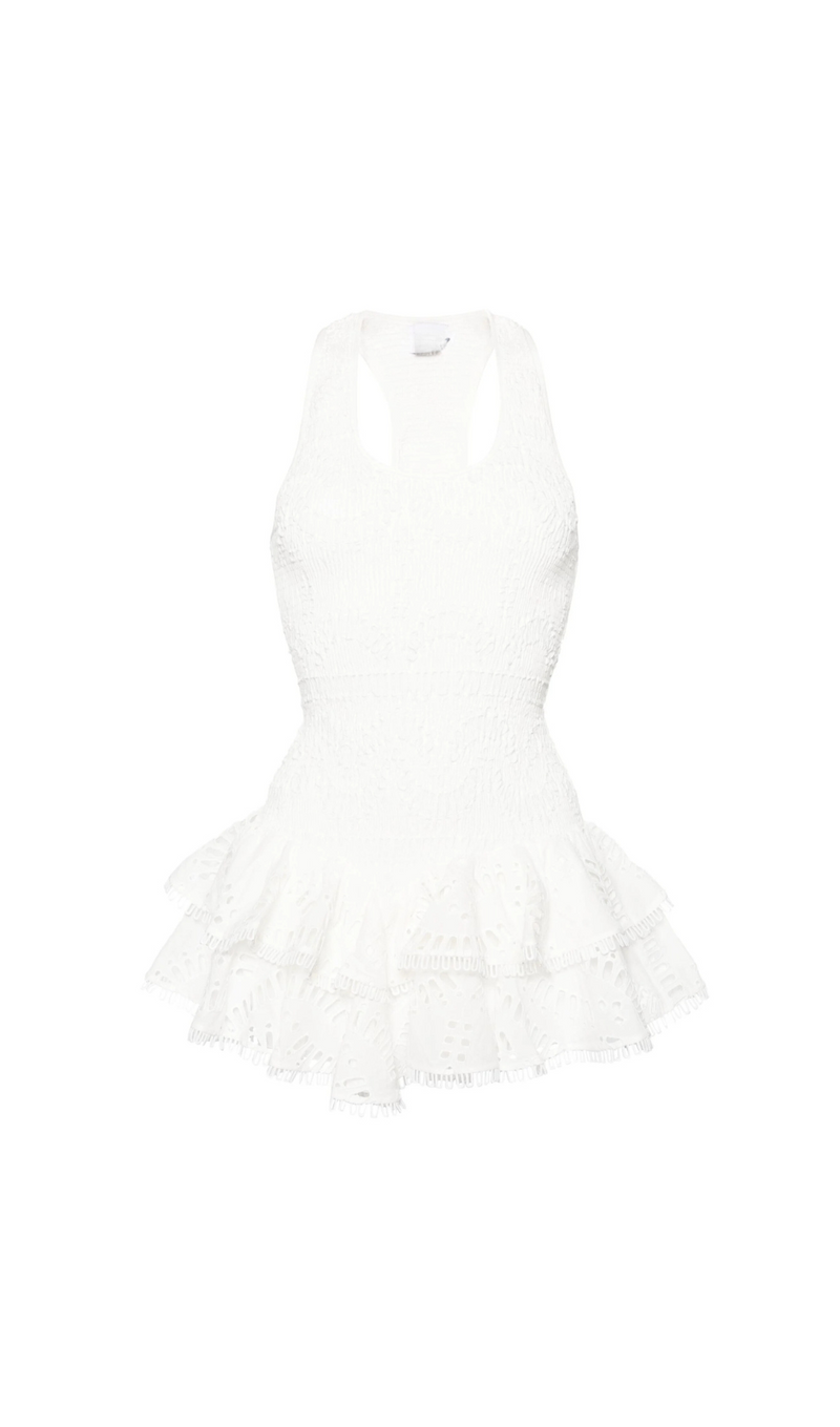 ROBE MINI VIRKA BRODERIE ANGLAISE BLANCHE 