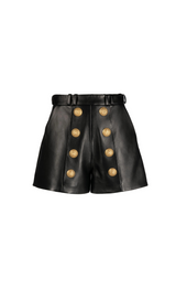 SHORT EN CUIR TAILLE HAUTE NOIR 