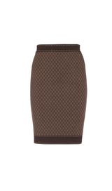 BROWN MONOGRAM-JACQUARD WOOL-BLEND SKIRT