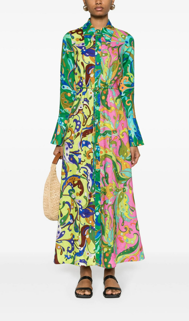 GREEN YVETTE PAISLEY-PRINT DRESS