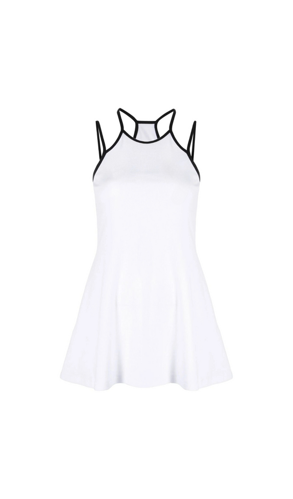 WHITE AND BLACK MOON LOGO ORGANIC COTTON MINI DRESS