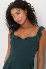 Dreamy Admiration Emerald Green Ruffled Maxi Dress