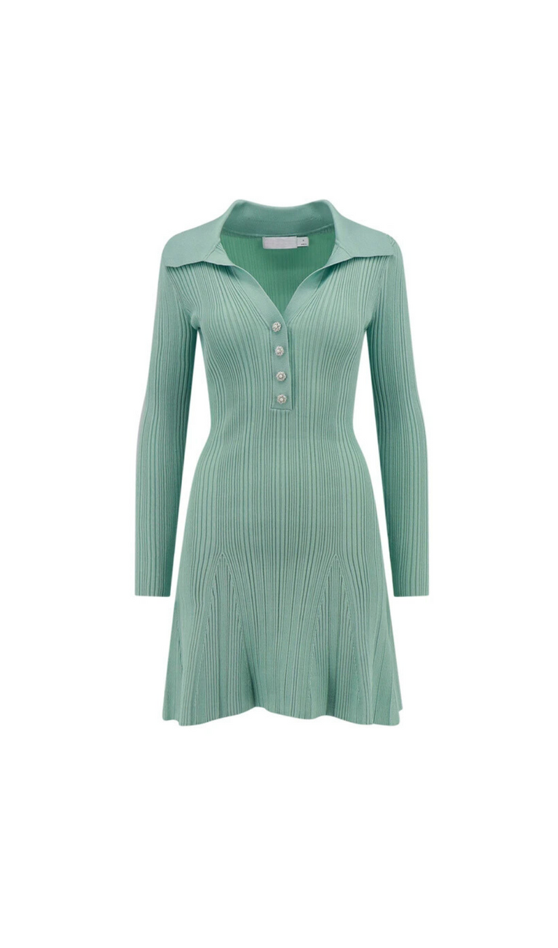 MINI-ROBE SKATER EN MAILLE MENTHE 