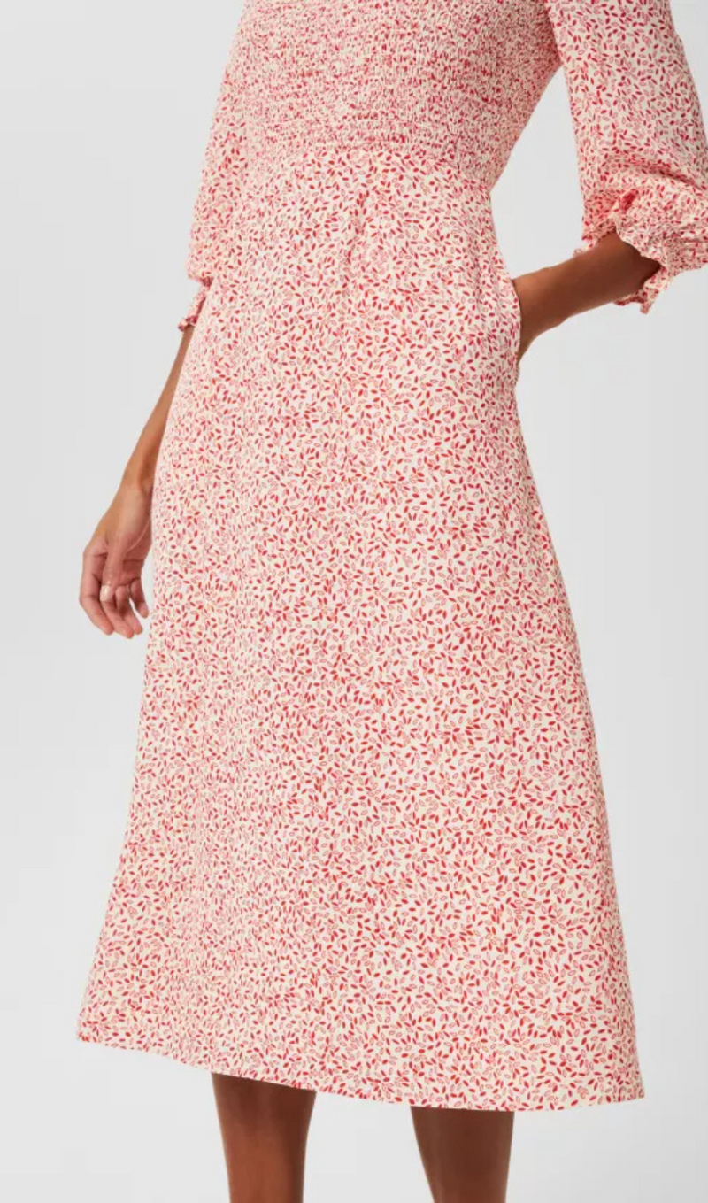 ROBE MIDI À MANCHES LANTERNE FLORALE 