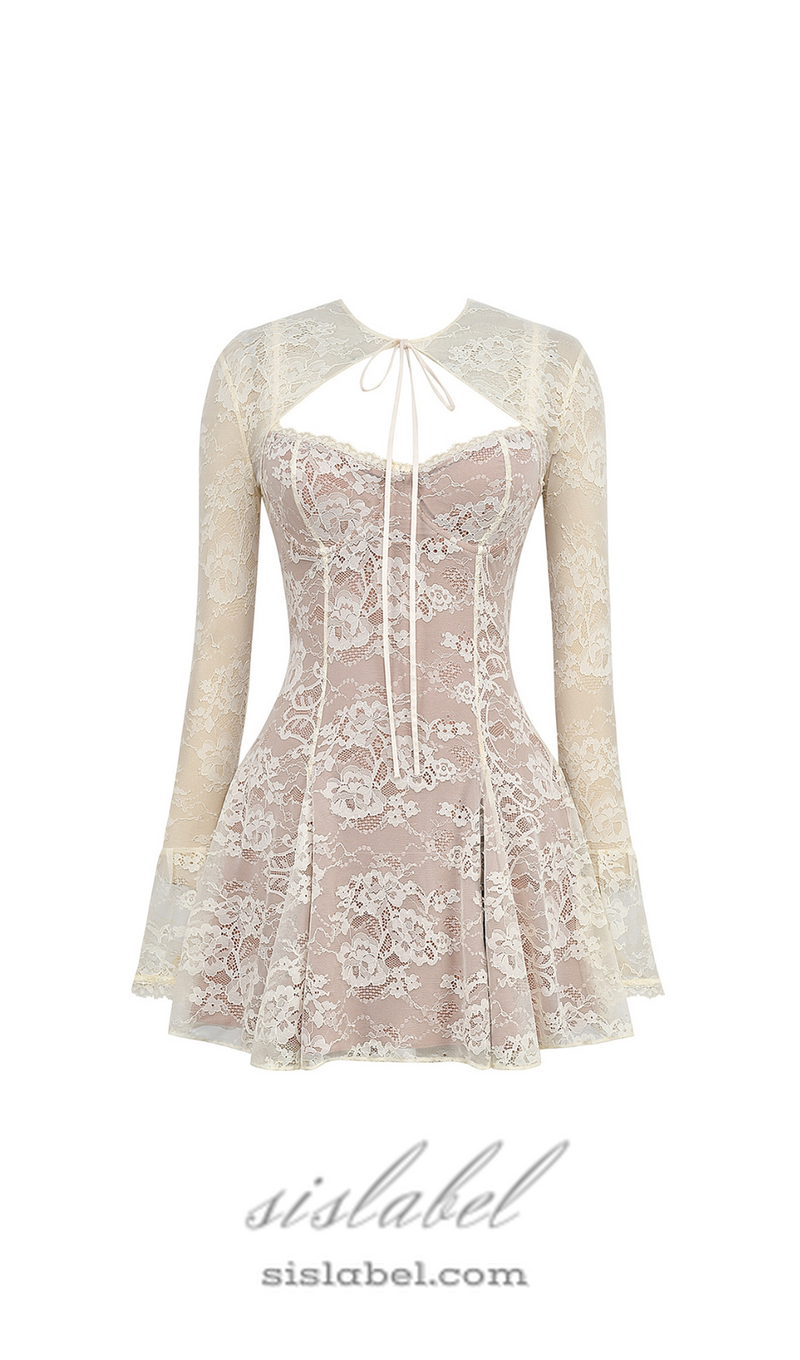 vintage cream lace mini dress