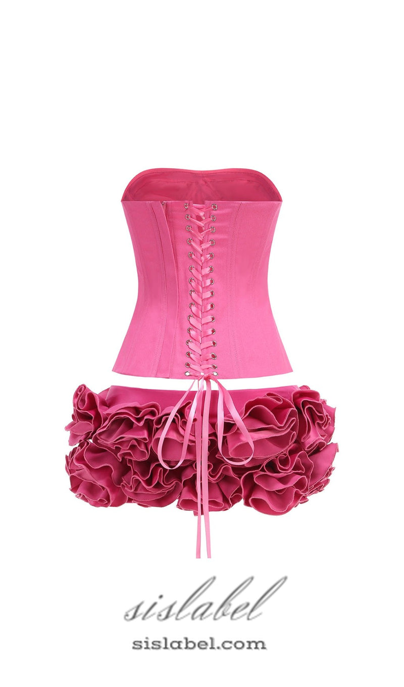 CLEGG PINK CORSET FLOWER TWO-PIECE SET