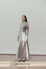 Eclipse Draped maxi Dress in Cloudy Gray