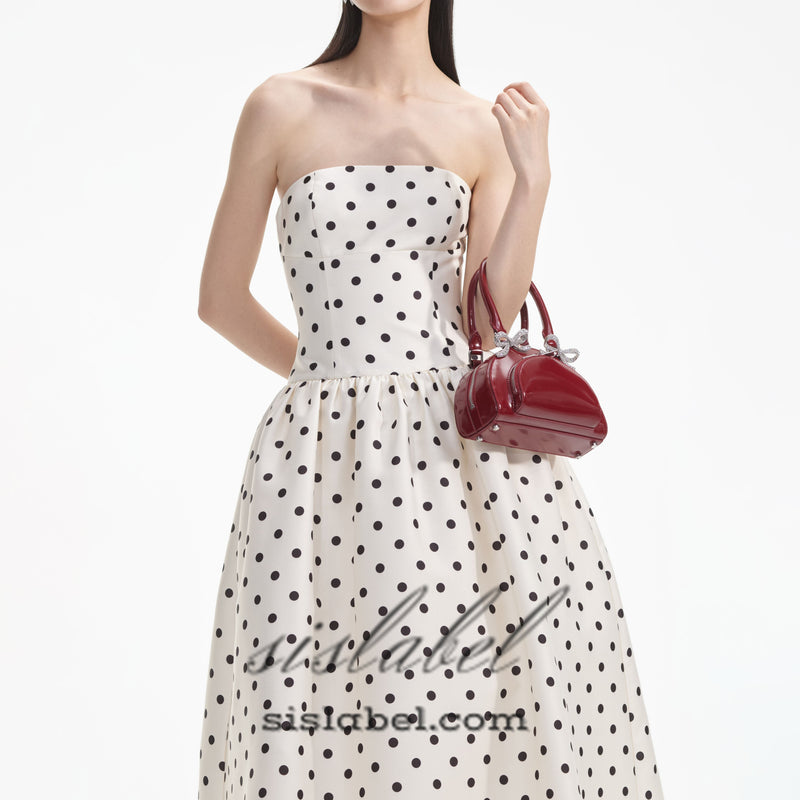 ULA CREAM POLKA DOT TAFFETA MIDI DRESS