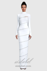 Aloysius Zipper Bodycon Maxi Dress In White