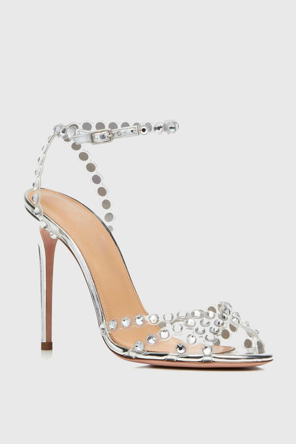 Astasia Rhinestone Embellished Heels - Silver