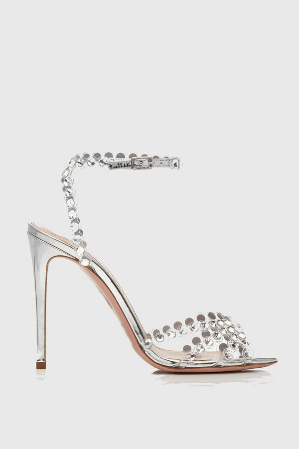 Astasia Rhinestone Embellished Heels - Silver