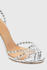 Astasia Rhinestone Embellished Heels - Silver