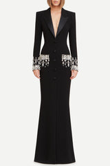 Aurora Crystal Embellished Blazer Maxi Dress