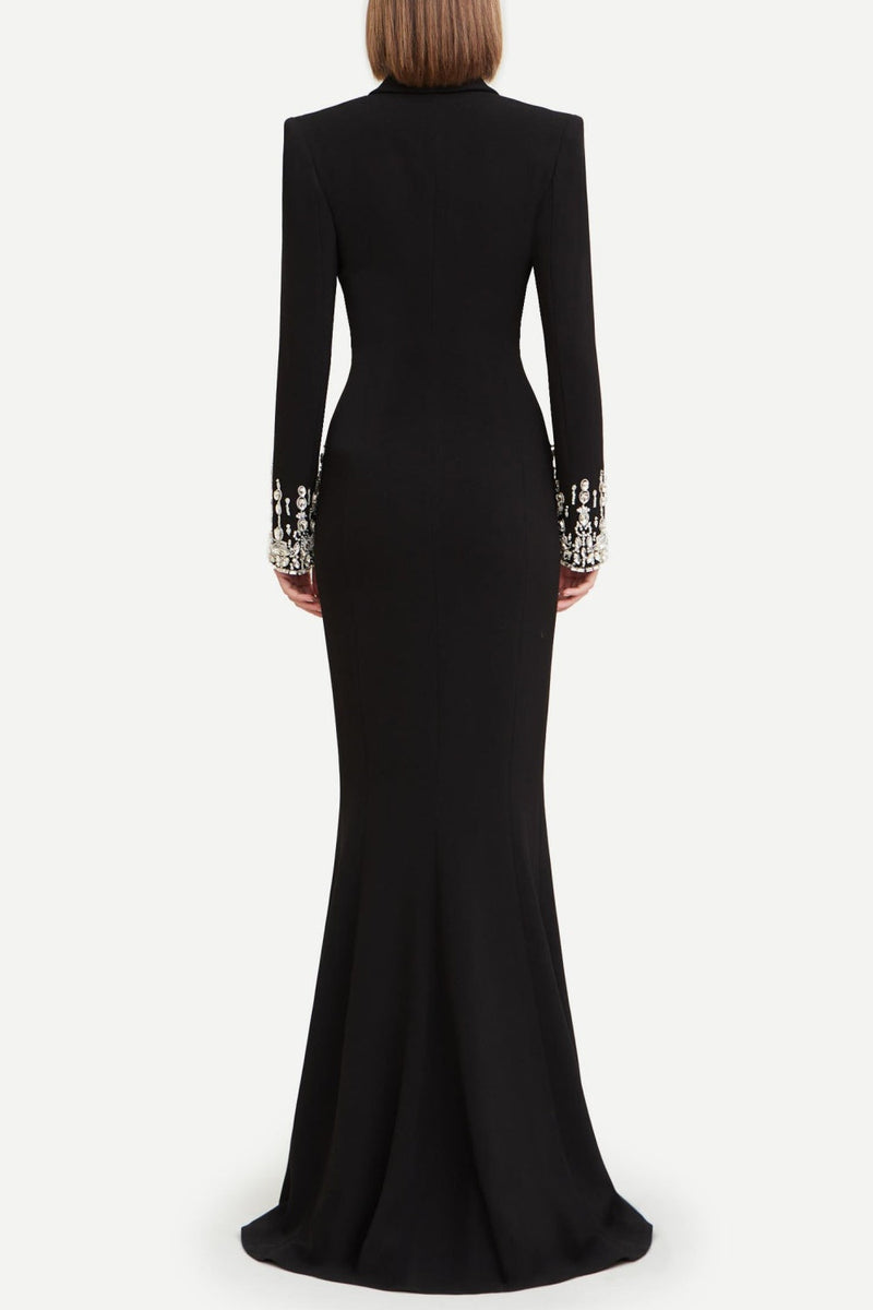 Aurora Crystal Embellished Blazer Maxi Dress