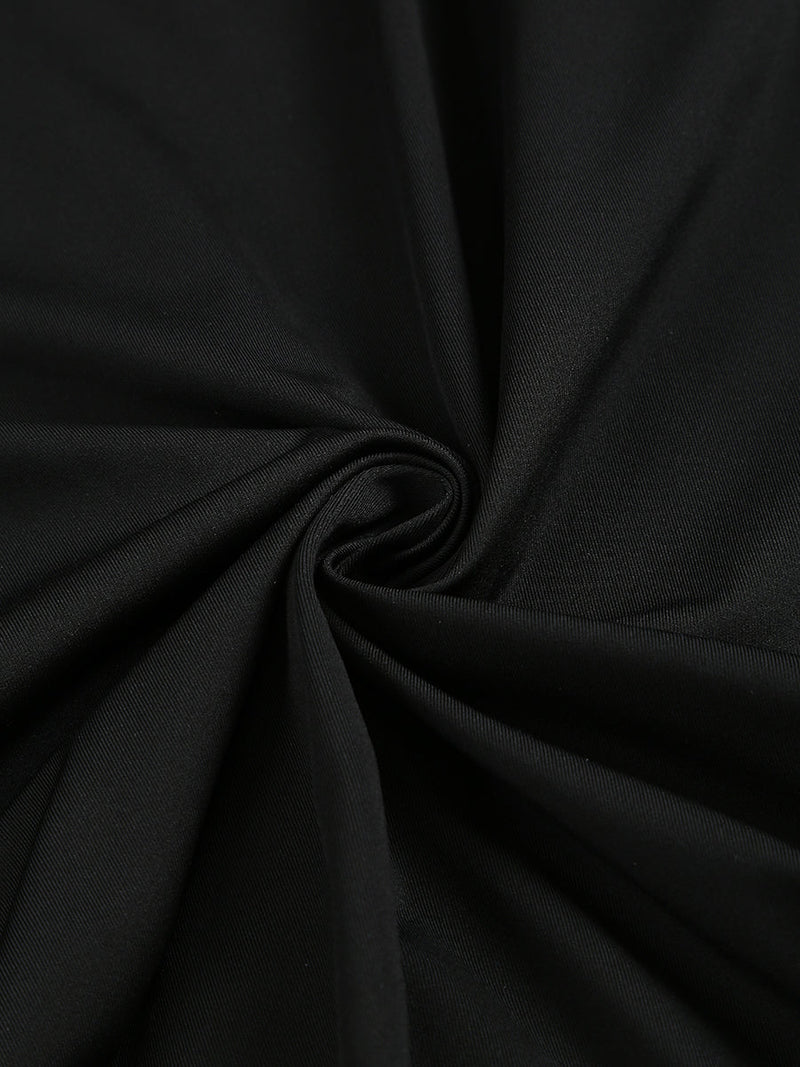 MAXIKLEID AUS CRÊPE MIT BLUMENVERZIERUNG IN SCHWARZ 