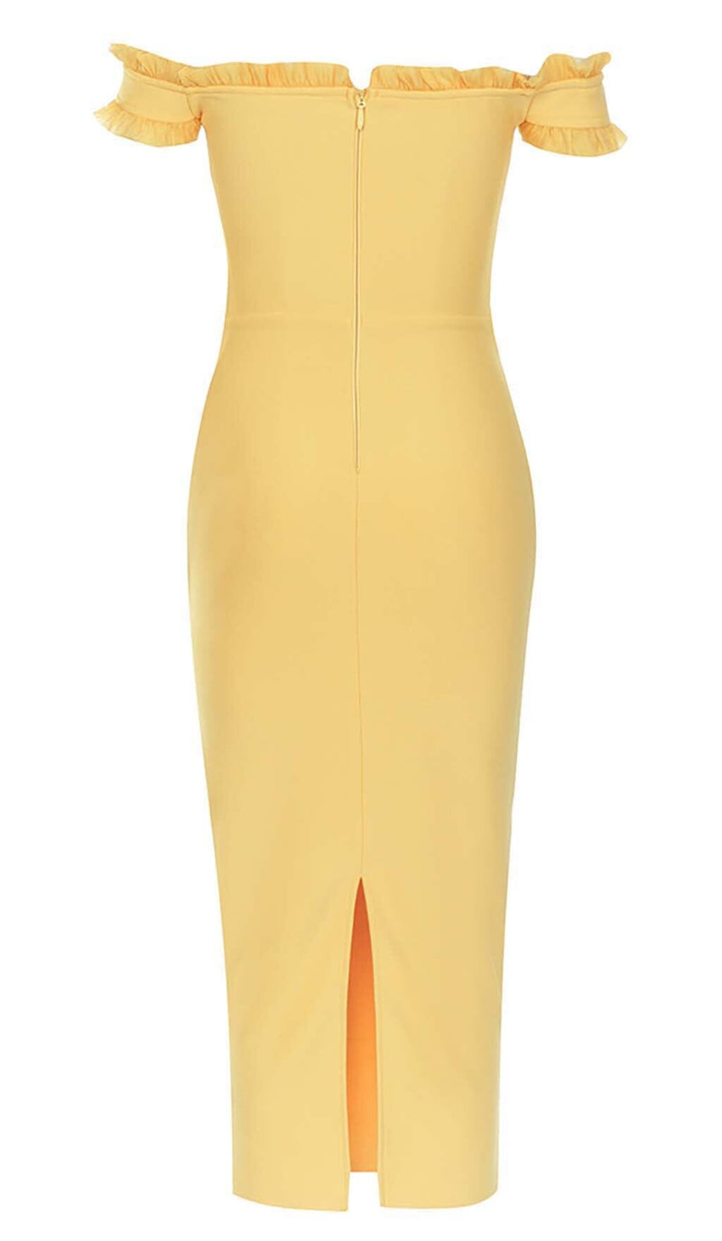 BANDEAU BANDAGE MIDI DRESS IN YELLOW