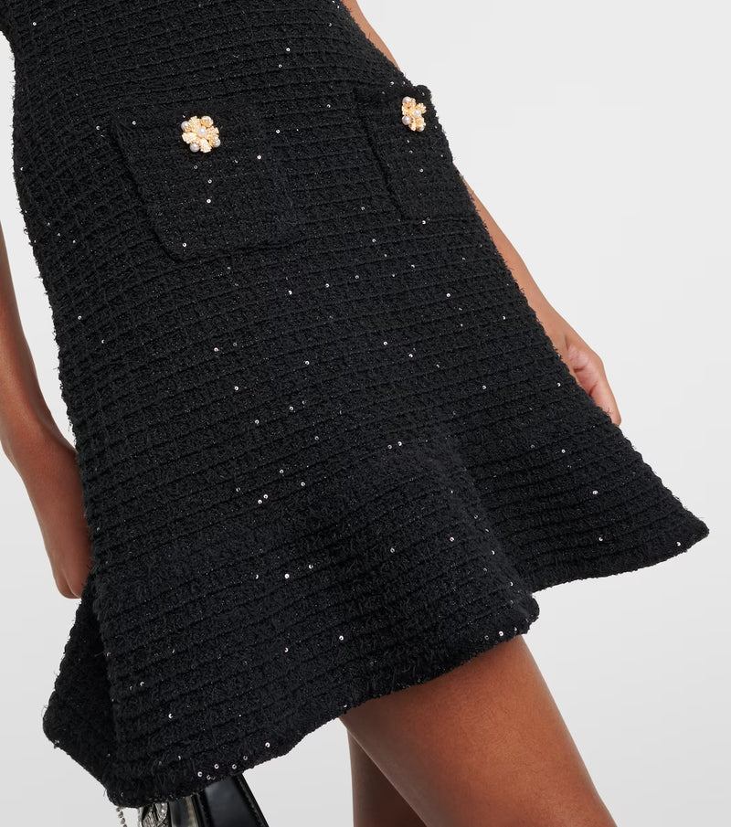 ROBE MINI NŒUD EN MAILLE NOIRE 