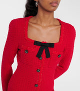 MINI-ROBE COL ROND EN MAILLE ROUGE 