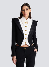 ELAINE CROPPED SIX-BUTTON CREPE JACKET