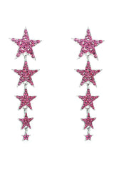 Fuchsia Five-Pointed Stars Prom Earrings