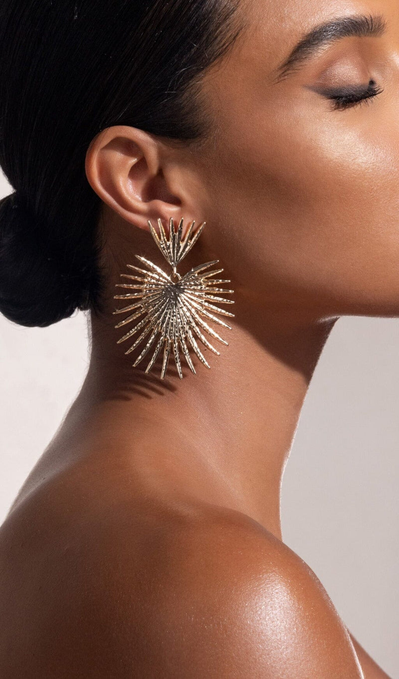 GOLD STARBURST DROP EARRINGS JEWELLERY styleofcb 