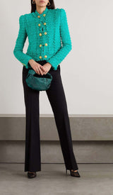 COTTON-BLEND TWEED JACKET IN GREEN