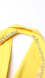 CRYSTAL OPEN BACK JACKET DRESS IN YELLOW