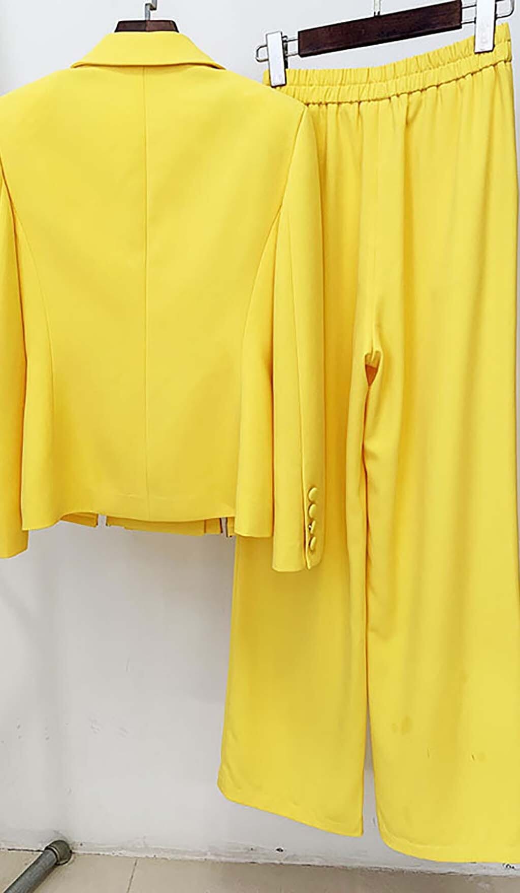 CRYSTAL TRIM CUTOUT JACKET SUIT IN YELLOW-STYLE OF CB - NEW STYLE DRESS ...